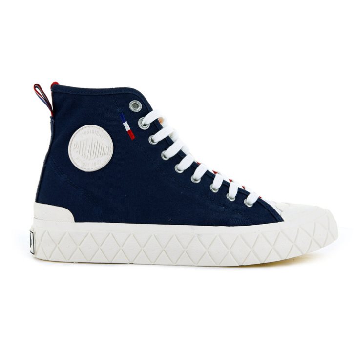 Baskets Palladium Palla Ace Tela High Tops Homme Bleu Marine Rouge | FR CPF785X